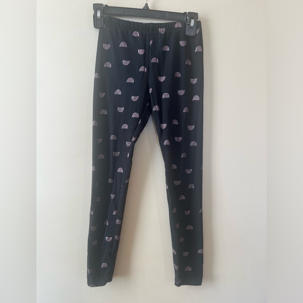 BCBG girls kids size large 14/16 black rainbow print glitter leggings stretch